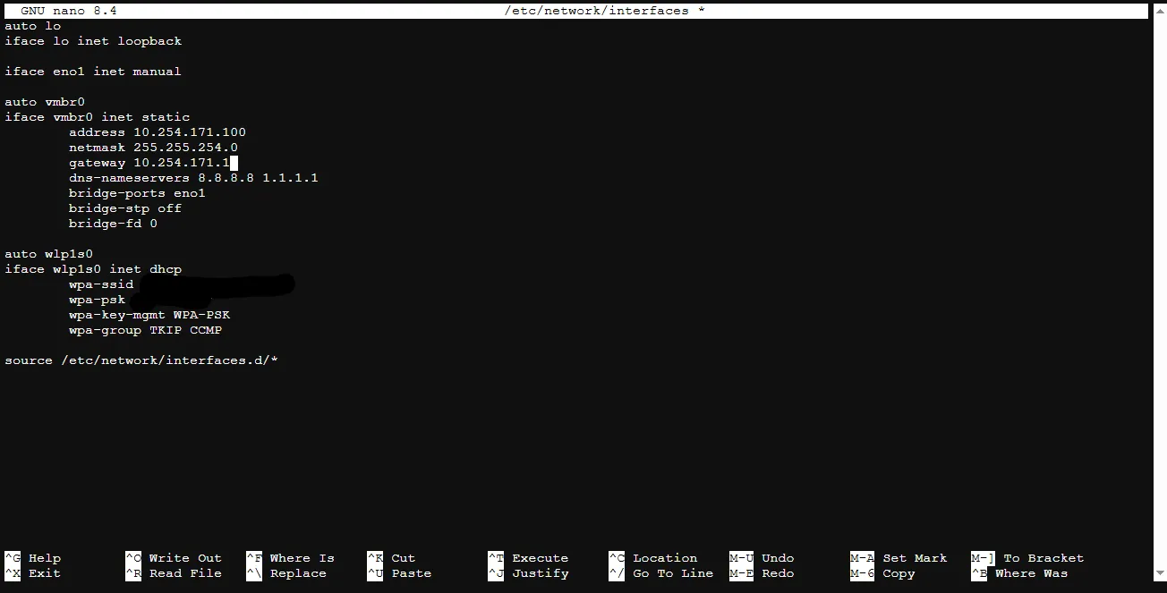 Network interfaces config